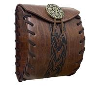 Bolso medieval cuadrado de cuero PU en relieve para cosplay, bolso de cintura renacentista, Marrón A, talla única