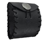 Bolso medieval cuadrado de cuero PU en relieve para cosplay, bolso de cintura renacentista, negro B, talla única