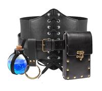 Bolso medieval GüRtel para mujer, bolso renacentista Ren Faire, accesorio pequeño, bolso cruzado de piel, bolso medieval, para teléfono móvil, cinturón renacentista, bolso de piel para mujer, O negro