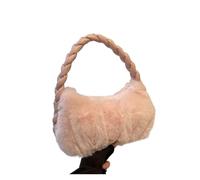 Bolso Mujer Bolso de hombro lujo con textura peluda, bolso mano felpa color liso cremallera(Pink)