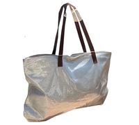 Bolso Mujer Grande Playa Piscina Viajes Bolsa Con Cremallera Verano Bolso De Hombro Shopper Estilo Diseño Vintage Tela Resistente Impermeable Plateado