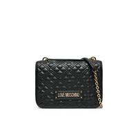 Love Moschino Quilted Laminated Bolso de hombro negro, imitación de cuero, mujer