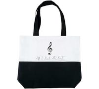 BOLSO MÚSICA ASAS MITAD BLANCO, MITAD NEGRA PINTADA CLAVE DE SOL 45CM LARGO X 38 CM ALTO X 12,5 CM FONDO