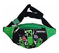 Bolso niño riñonera bandolera niño hombro ajustable riñonera viaje deporte ocio gadget con 2 bolsillos cremallera (para Minecraft)