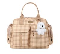 Bolso Pañalero Tote Con Bolsito Pequeño Elegante de Cuadros al Hombro con