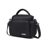 Bolso para cámara con correa ajustable para el hombro, estuche compacto para DSLR con bolsillos laterales con cremallera y material resistente al