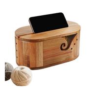 Bolso Para Hilo Con Tapa,Bol De Madera Con Tapa Para Lana - Porta Ovillos Con Doble Guía Para Hilo,Para Tejer Bordar Coser Manualidades Hogar Oficina