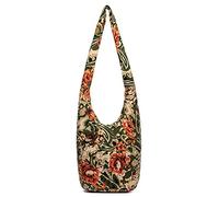 Bolso para mujer, de hombro, bandolera, de lona, a la moda, hippie, bohemio, con estampado de animales, Verde militar