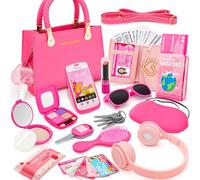 Bolso para niña con Maquillaje Juguete y Accesorios, 49 Piezas Maquillaje Falso, Bolsita,Teléfono, Llaves, Juguete de Princesa, Regalos de cumpleaños y Navidad para Niñas de 3 4 5 6 7 8 9 10 años