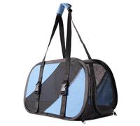 Bolso para perros plegable para viajes y vuelos, celeste y negro