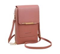 Bolso para teléfono, con cremallera para pantalla táctil, de piel sintética, a la, para mujer, novia, lleva pasaporte, móvil, llaves, lápiz labial, dinero, rosa oscuro, Refer to