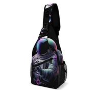 Bolso Pecho Arte de astronauta con burbujas espaciales psicodélicas Ligero Mochila Bandolera Duradero Bolso Bandolera para Escolar Caminar Viajes