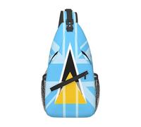 Bolso Pecho Bandera De Santa Lucía Del Reino Unido Bolsa De Pecho Con Correa Convertible Impermeable Mochila De Moda, Para Montañismo, Viajes, Uso Diario