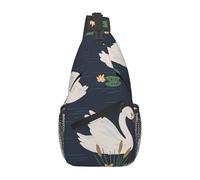 Bolso Pecho Hermosos Cisnes White En El Lago Bolso Cruzado De Pecho Hombres Mujeres Mochila Cruzada, Para Colegio, Ciclismo, Libre