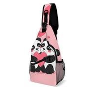 Bolso Pecho Linda y divertida pareja de enamorados pandas rosas Antirrobo Mochila Cruzada Moda Mochila de Pecho para Excursión Tactica Viajes