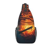 Bolso Pecho Patrón De Agua, Amanecer Y Fuego Bolso Cruzado De Pecho Unisex Con Correa Convertible Mochila De Moda, Para Libre, Deportes, Colegio