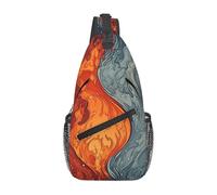 Bolso Pecho Patrón De Agua Y Fuego Bolso Cruzado De Pecho Unisex Estilo Bandoleras Cruzada, Para Viajes, Libre, Uso Diario