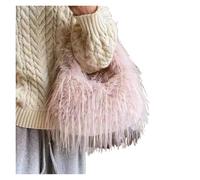 Bolso Pelo Mujer Bolso borroso de invierno y otoño, bolso hombro con cuerpo cruzado piel versátil for mujer, producto exitoso(Pink)