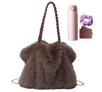 Bolso Peludo Suministros Casuales Grandes Ajustables de Peluche con Correa