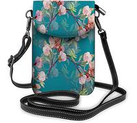 Bolso pequeño de cuero Pu para teléfono móvil pájaro flores hoja flor rama belleza bolsos cruzados rojos billetera de viaje