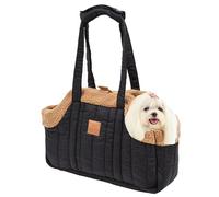 Bolso pequeño de forro polar cálido para mascotas, bolsa portátil de gran capacidad para gatos, con clip de arnés seguro para cachorros, bolso de viaje para compras, senderismo, caminar (rosa)