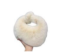 Bolso pequeño de media luna for mujer, lujoso y cálido bolso mano felpa for, moderno con asa corta peluda(Beige)