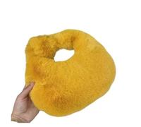 Bolso pequeño de media luna for mujer, lujoso y cálido bolso mano felpa for, moderno con asa corta peluda para el invierno(Yellow)