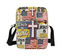 Bolso pequeño de mensajero para hombre, bolso cruzado pequeño para mujer, bolso cruzado para viajes, correa ajustable para uso casual, bandera del rey