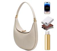 Bolso pequeño genérico | Full Grain PU Leather, 23x6x21cm Women's 4-in-1 Shoulder Handbag | Half-Moon Tote With Detachable Strap, Handheld Gold Sling Purse | Stylish Work, Dating, Party Bag