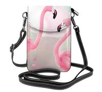 Bolso pequeño Love Flamingo para teléfono celular, bolso cruzado con estampado floral, mini cartera de piel sintética con correa para el hombro, cierre magnético seguro.