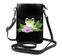 Bolso pequeño para teléfono celular, 19,3 x 12,4 cm, diseño de rana WHJSSF bajo la mañana con estampado de gloria de la mañana, a la moda, práctico, multifuncional, funda cruzada de cuero con solapa