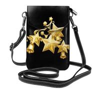 Bolso pequeño para teléfono celular, 19,3 x 12,4 cm, diseño WHJSHOP Beautiful Star Bells, moderno, práctico, multifuncional, funda cruzada de cuero con solapa para mujer