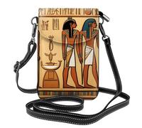 Bolso pequeño para teléfono celular, 19,3 x 12,4 cm, estampado de jeroglífico egipcio antiguo, moderno, práctico, multifuncional, de cuero, con solapa, para mujer