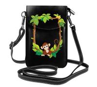 Bolso pequeño para teléfono celular de 19,3 x 12,4 cm, con estampado de WHJSHOP Little Monkey on the Vine, a la moda, práctico, multifuncional, de cuero, con solapa, para mujer