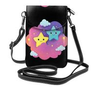 Bolso pequeño para teléfono celular de 19,3 x 12,4 cm, diseño de WHJSSF Little Star on the Colorful Cloud Prints, moderno, práctico, multifuncional, funda cruzada de cuero con solapa para mujer
