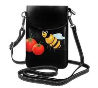Bolso pequeño para teléfono celular de 19,3 x 12,4 cm, estampado de abeja WHJSSF en un tomate, moderno, práctico, multifuncional, funda cruzada de cuero con solapa para mujer