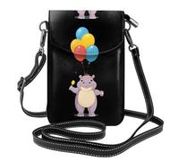 Bolso pequeño para teléfono celular de 7.6 x 4.9 pulgadas, con estampado de hipopótamo con globos de WHJSSF Little Hipopótamo, moderno, práctico, multifuncional, funda cruzada de cuero con solapa para
