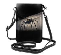 Bolso pequeño para teléfono celular de 7.6 x 4.9 pulgadas, estampado de araña gigante WHJSHOP moderno, práctico, multifuncional, funda cruzada de cuero con solapa para mujer