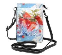 Bolso pequeño para teléfono celular de 7.6 x 4.9 pulgadas, estampado de fresas de WHJSSF Frozen, moderno, práctico, multifuncional, funda cruzada de cuero con solapa para mujer