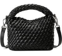Bolso pequeño tejido a la moda para mujer, hecho a mano, mini hobo, bolso de mano, bolso cruzado, bolso de viaje, verano, playa, Negro -