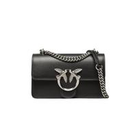 Pinko Love One Mini DC Vitello Seta, Bolsa Mujeres, Z99o_Negro-Old Silver, Talla única