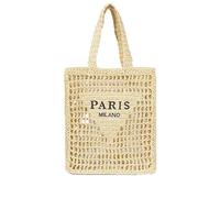 Bolso Playa, Bolsos Tejidos Crochet, Bolso Verano Mujer 2024, Bolsos De Paja, Para Vacaciones, Picnic Y Fiesta (Color : Beige)