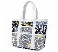 Bolso Playa Mujer Abstracto Negro Blanca Tote Bag Bolsa Playa Shopper Bolsa de Viaje Bags For Women Ligero Bolso Shopper Plegable Tote Bag Cremallera Resistente Natación Beach Bag 33x32cm/1 Pieza