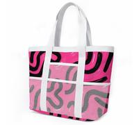 Bolso Playa Mujer Abstracto Negro Rosa Tote Bag Bolsa Playa Shopper Bolsa de Viaje Bags For Women Ligero Bolso Shopper Plegable Tote Bag Cremallera Resistente Natación Beach Bag 33x32cm/1 Pieza
