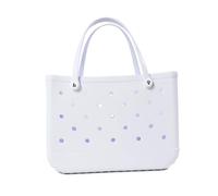 Bolso Playa Mujer, Bolsa Playa Bolsa extragrande de verano de EVA for playa, cesta for mujer, bolsa de picnic, bolsa de mano impermeable con agujeros, bolsa de compras, bolsa de hombro(White,28 22 10)