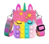 Bolso Pop It Pink,2 in 1 Unicornio Simple Fidget Toy Bolso Push Bubble Bolsos de Hombro Sensoriales Antiestres para Niñas Muchacha Adultos