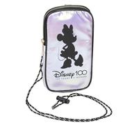 Bolso Portamóvil de Disney 100 - Color Holográfico - 13x18x1 cm - Fabricado en Material Sintético - Diseño con Cordones Negros - Ideal para Llevar Colgado - Producto Original Diseñado en España