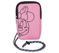 Bolso Portamóvil de Minnie Mouse - Cierre de Cremallera - 10,5 x 18 x 1 cm - Fabricada 100% de Poliéster - Asa Regulable - Producto Original Diseñado en España