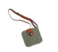Bolso Rafia Mujer Bolso bandolera de paja for mujer, pequeño bolso de verano tejido, bolso de playa cuadrado for vacaciones.(Green)