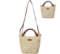 Bolso Rafia Mujer Verano Bandolera de Playa de Paja Bolsos de hombro pequeño Tejido Totes Estilo boho Summer Beach Purse Viajar Fecha Vacaciones y Uso Diario Beige Straw Bag for Women
